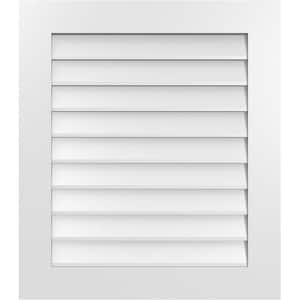 28 in. x 32 in. Vertical Surface Mount PVC Gable Vent: Decorative with Standard Frame