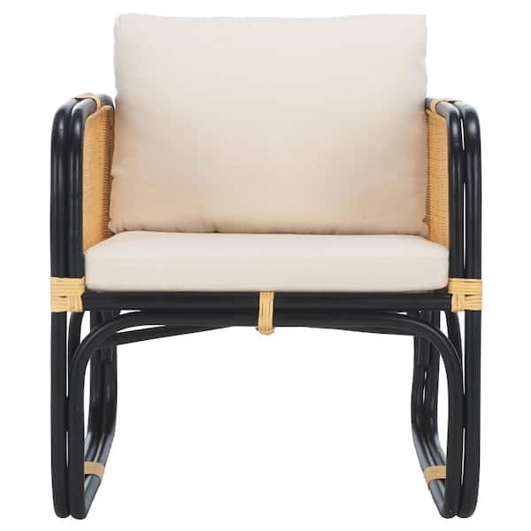 SAFAVIEH Alybeth Black Arm Chair with White Cushion