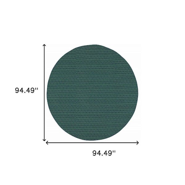 Blue, Green 8 ft. x 8 ft. Loomed Geometric Polypropylene Round Indoor/Outdoor Area Rug