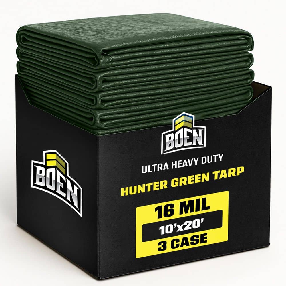 BOEN 10 ft. x 20 ft. Hunter Green, 2-Pack, 16 Mil Polyethylene