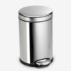 4.5L Round Step Bathroom Trash Can with Soft-Close Lid, Polished Stainless Steel