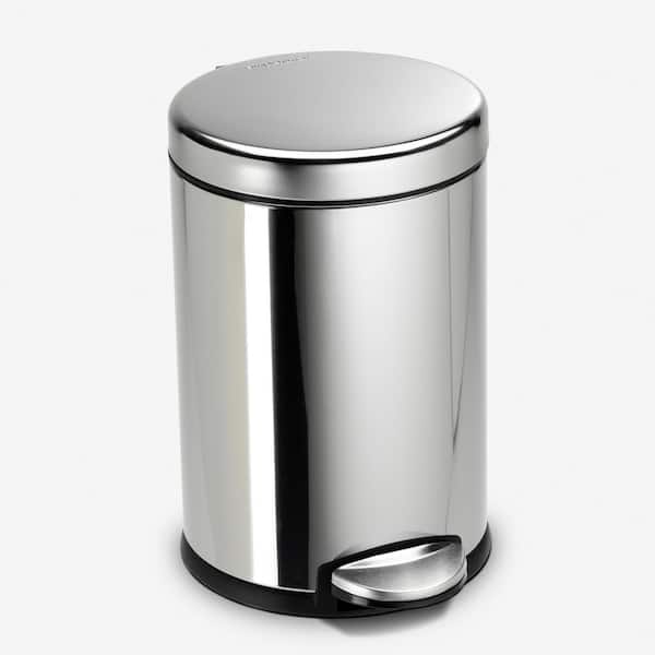simplehuman 4.5-Liter Fingerprint-Proof Polished Stainless Steel Round Step-On Trash Can