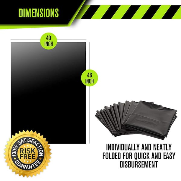 45 Gallon 1.7 MIL Black Trash Bags - 40 x 46 - Pack of 100 - For  Contractor, Industrial, & Commercial