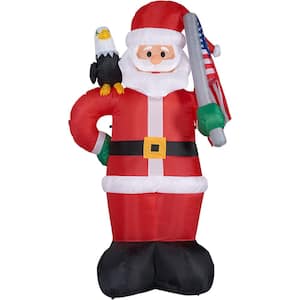 8 ft. x 3 ft. Americana Santa, Bald Eagle and American Flag Christmas Inflatable with Storage Bag