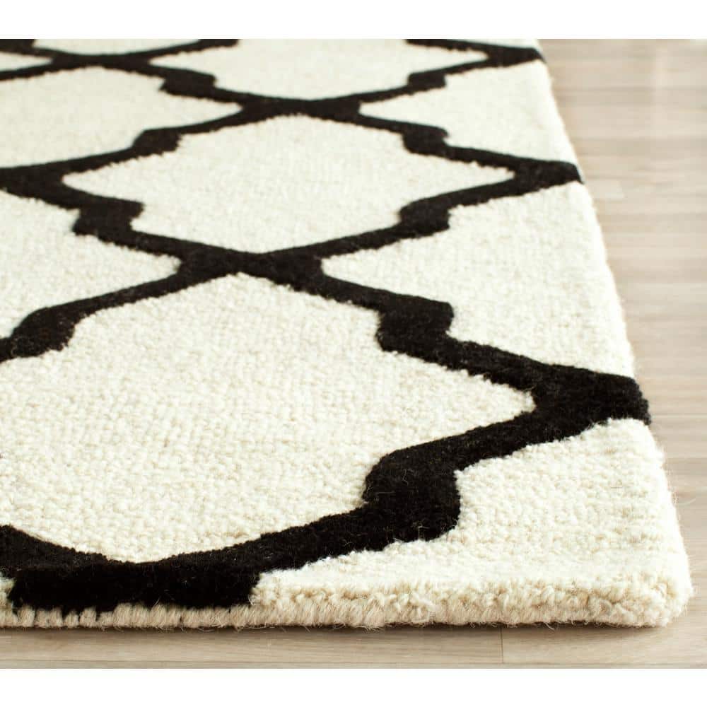 Handmade Cambridge Black/Ivory Wool 8' x 10' Tufted Area Rug
