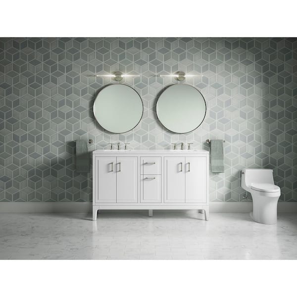 KOHLER Seer 60.12in. Double Sink Freestanding White Bath Vanity with White Quartz Top Assembled