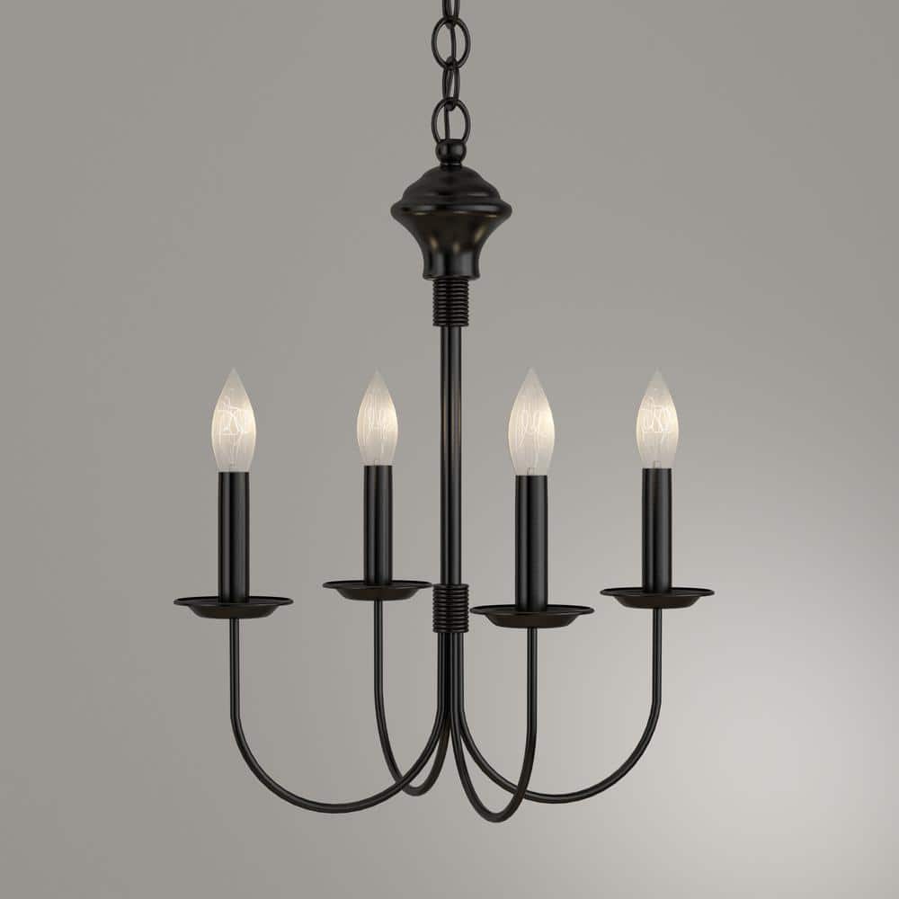 Black Metal Mini Candle Chandelier with Curved Arms
