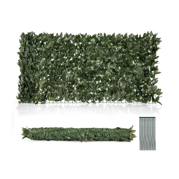 ANGELES HOME 120 in. x 40 in. Green Artificial Grass Hedge Panel, Lily Leaf Privacy Fence for Garden Yard Balcony Deck