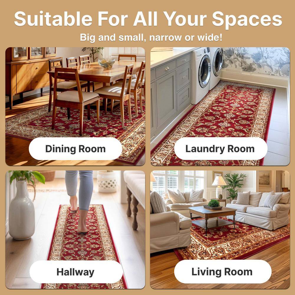 Reversible Easy Care Red Synthetic 47" Rectangular Area Rug