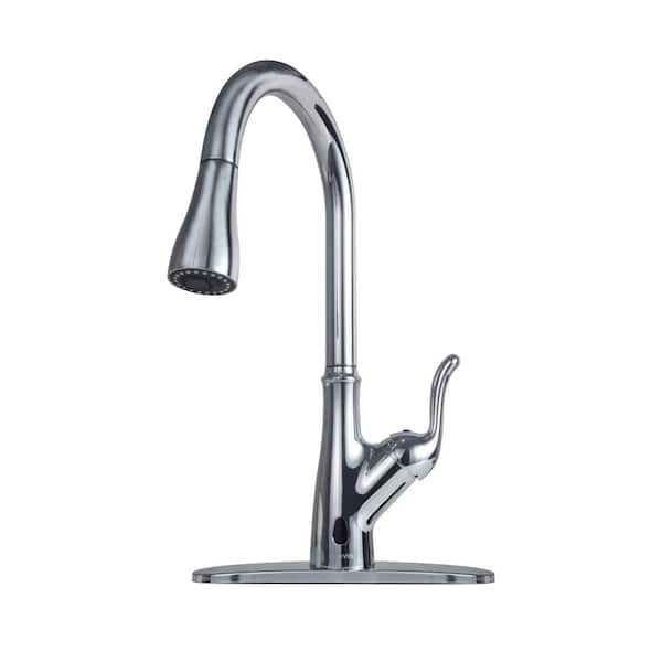 Flynama Touchless Single Handle Pull Down Sprayer Kitchen Faucet in Brushed Nickel