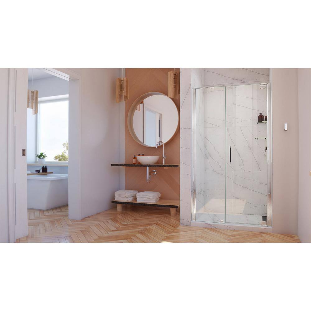 Elegance Frameless Black Pivot Shower Door with Clear Glass