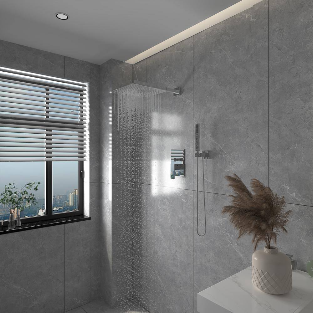 16-Inch Chrome Square Wall Mounted Rain Shower System