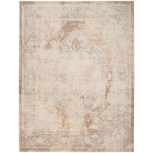 Astra Machine Washable Beige 7 ft. x 9 ft. Center medallion Traditional Area Rug