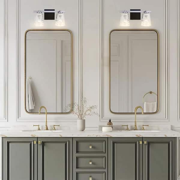 Radiance 15 in. 2-Light Nickel Vanity Light with Clear Honeycomb Glass Shades