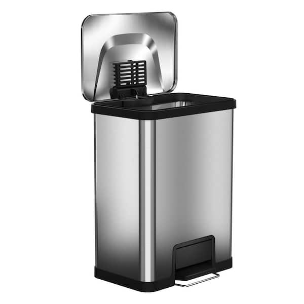 Halo 13-Gallons Stainless Steel Kitchen Trash Can with Lid Indoor in the  Trash Cans department at