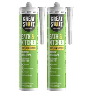 Bath and Kitchen 10.1 fl. oz. White General Purpose 100% RTV Silicone Sealant Caulk (2-Pack)