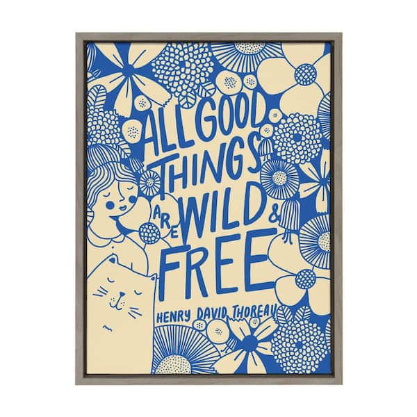 Kate and Laurel Sylvie Wild and Free by Keely Reyes Framed Canvas Typography Art Print 24 in. x 18 in.