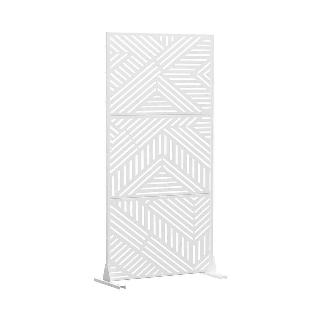 72 in. x 35 in. Outdoor Galvanized Metal Decorative Garden Fence in Abstract Pattern in White price history on PriceWatchPro