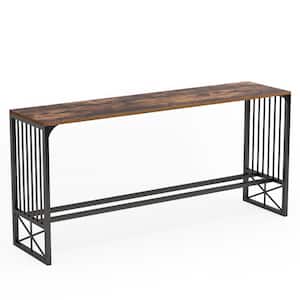 Tabor 70.9 inch Rectangle Wooden Industrial Rustic Brown Extra Long Console Table with Sturdy Metal Frame