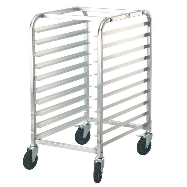 26 in. x 20.3 in. x 39 in. 10-Tier Bakery Rack w/ Brake Wheel, Aluminum Racking Trolley Storage for Half and Full Sheet