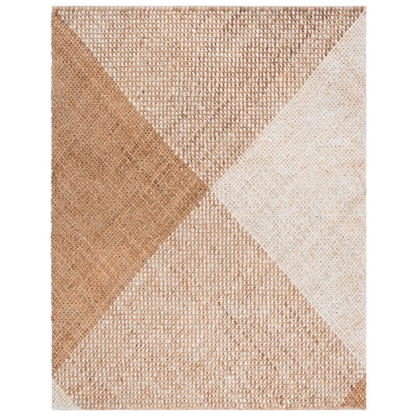 Natural Fiber 9 ft. x 12 ft. Natural/Bleach Geometric Woven Abstract Area Rug