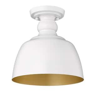Holmes 9 in. 1-Light Matte White Flush Mount with Matte White Shade