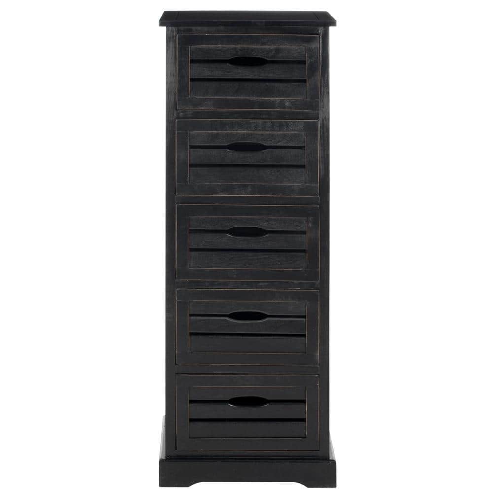Sarina Black Pine 5-Drawer Coastal Chest