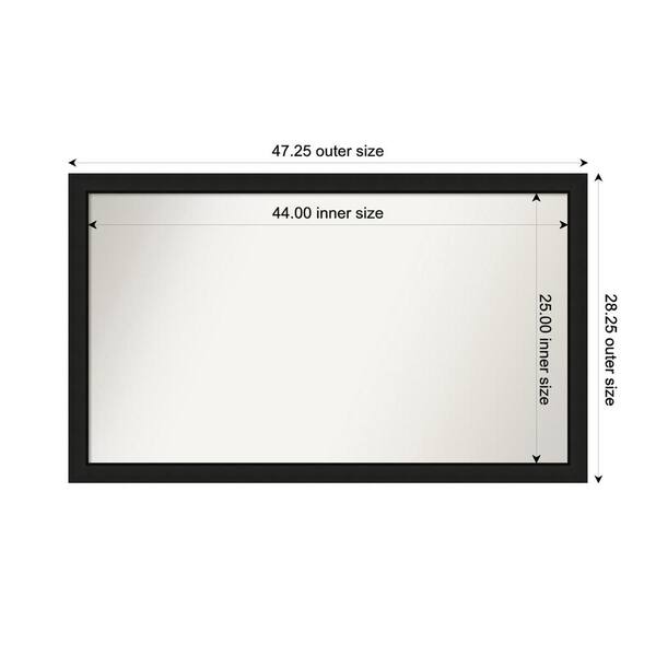 Amanti Art Midnight Black Narrow 47.25 in. x 28.25 in. Custom Non-Beveled Wood Framed Bathroom Vanity Wall Mirror