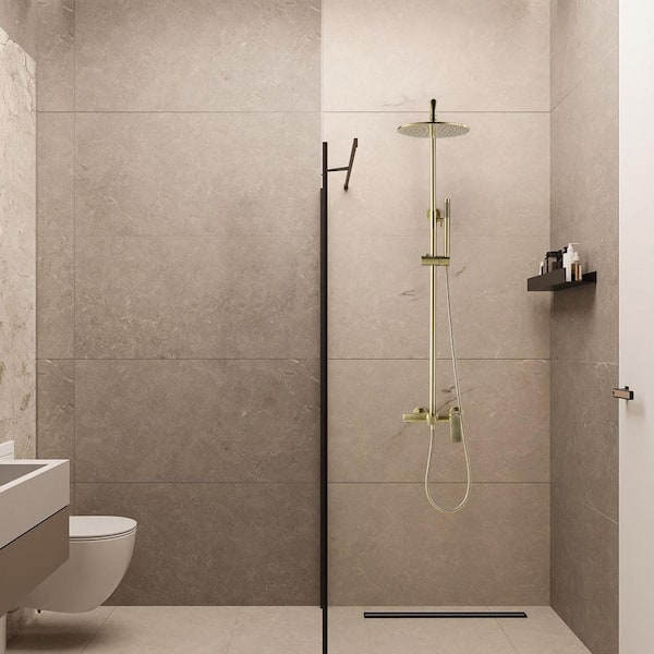 3-Spray Tub and Shower Faucet with Hand Shower in Brushed Gold (Valve Included)