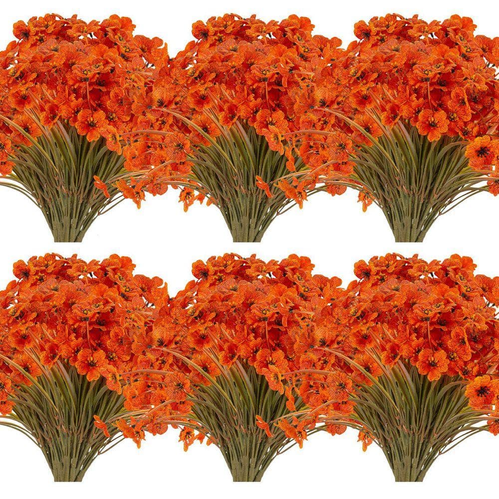 12.98 in. Fall Brown 20 Bundles Artificial Flowers Outdoor UV Resistant ...