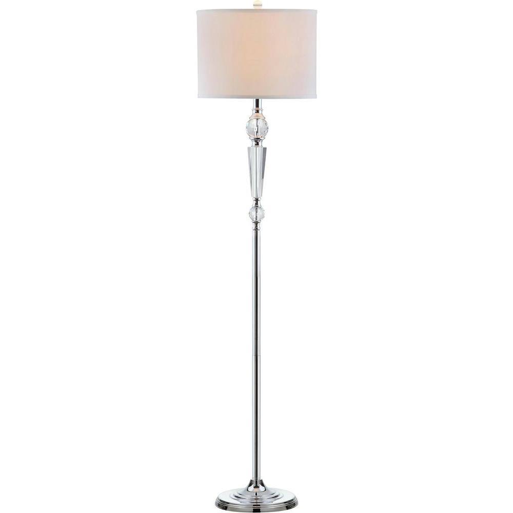 Savannah Crystal-Chrome 60-inch Traditional Floor Lamp with White Shade