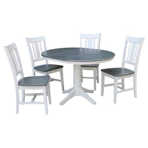 Olivia 5-Piece 36 in. White/Heather Gray Extendable Solid Wood Dining Set with San Remo Chairs