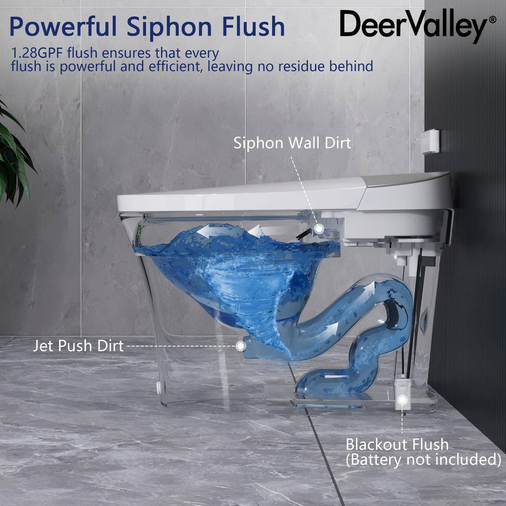 Elongated White Ceramic Smart Bidet Toilet with Heated Seat