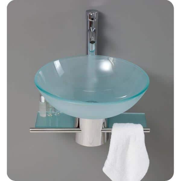 Turquoise Round Glass Vessel Sink with Faucet and Drain