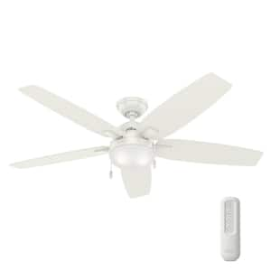 Antero 54 in. Indoor Fresh White Ceiling Fan With LED Light Kit and Remote