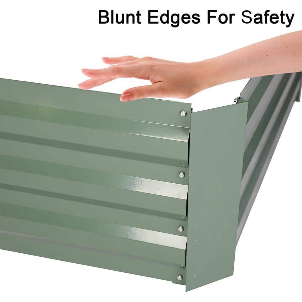 Rectangular Green Galvanized Steel Raised Garden Bed