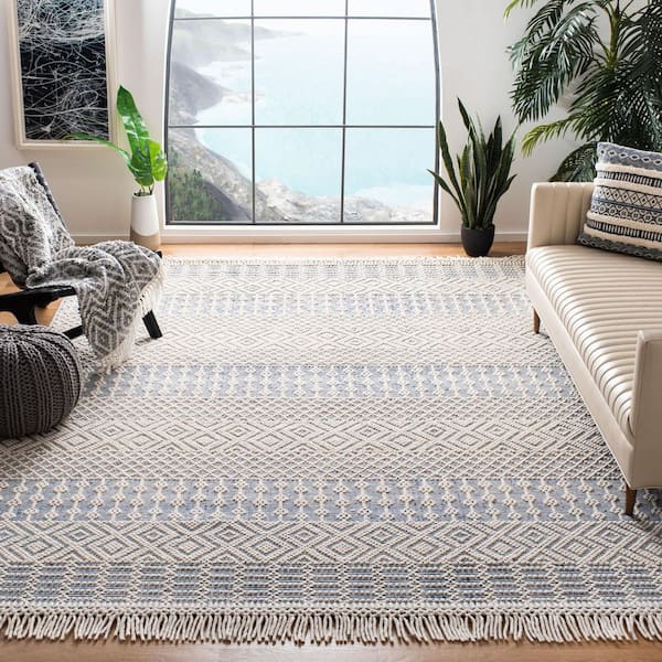 Natura 11 ft. x 15 ft. Ivory/Blue Tribal Area Rug