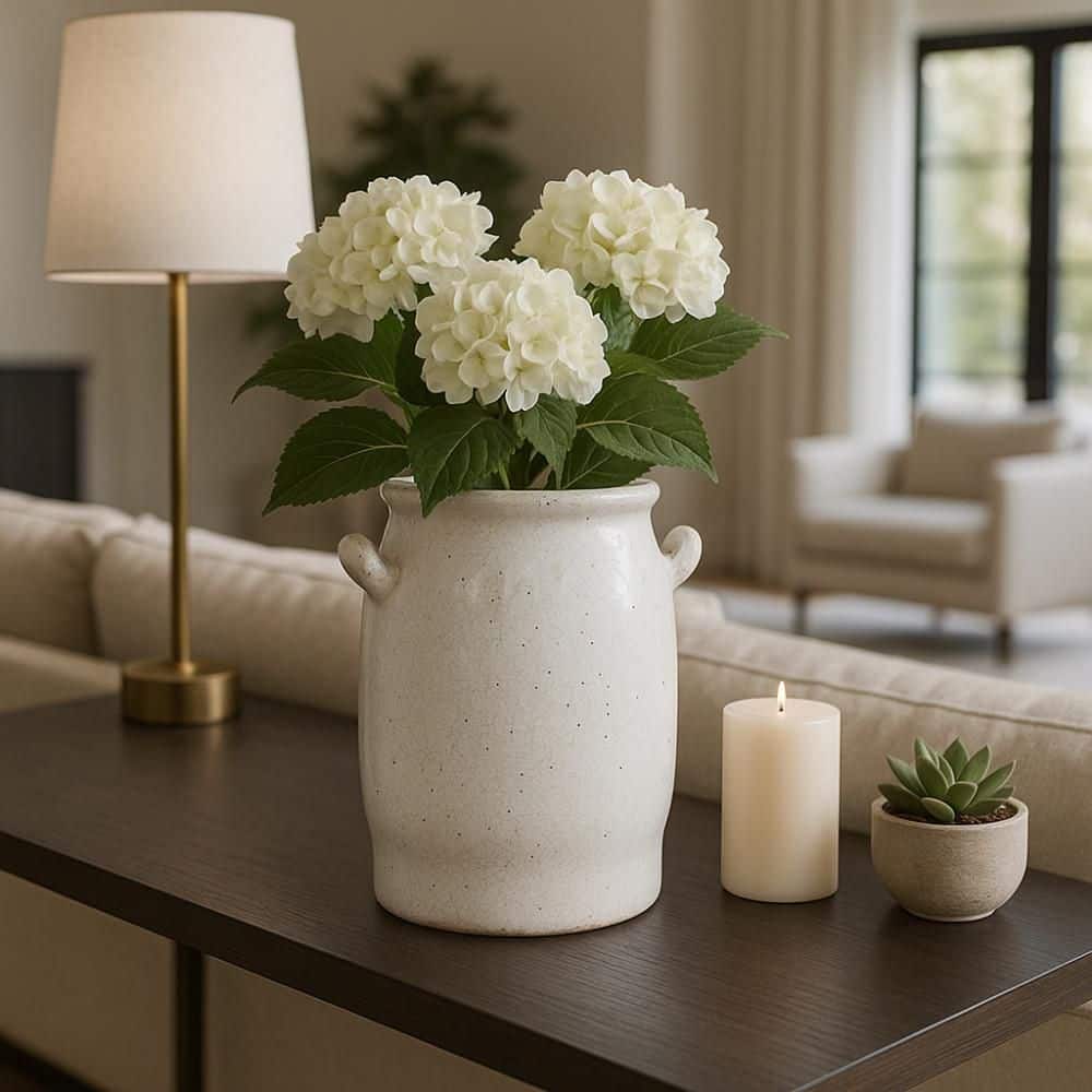12 in. White Terracotta Cylinder Crackle Finish Decorative Vase price history on PriceWatchPro