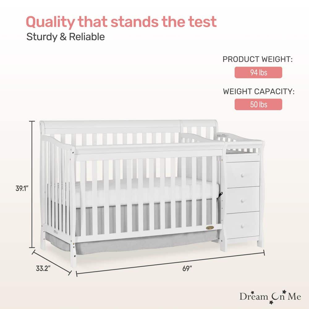White Pine 5-in-1 Convertible Crib with Changer