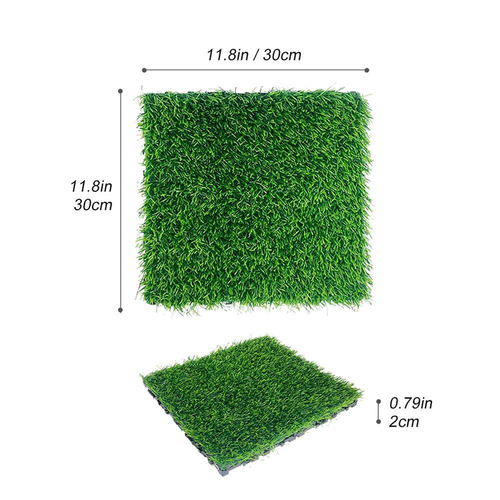 Grass Green Interlocking Artificial Turf Tiles for Indoor Outdoor Use