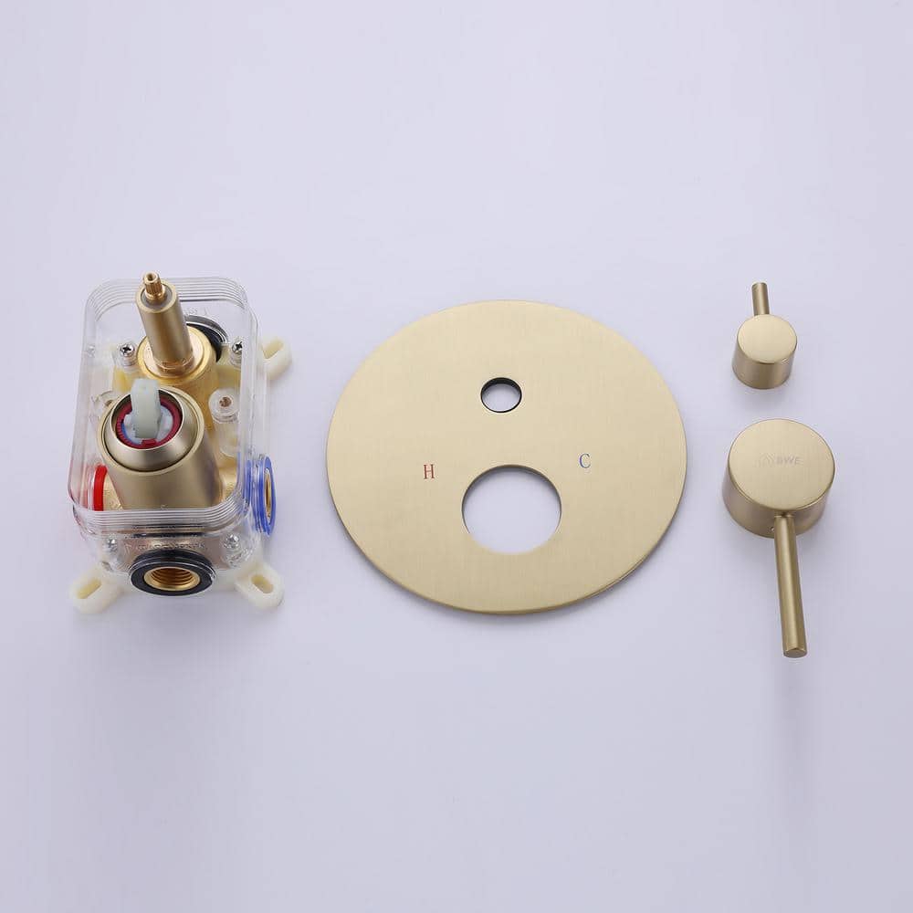 Brushed Gold Stainless Steel Rain Shower Faucet with Handheld Combo