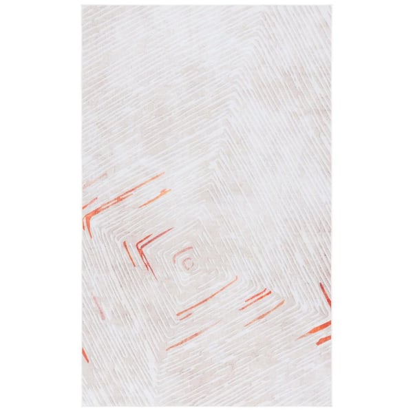 SAFAVIEH Malibu Beige/Rust 3 ft. x 5 ft. Machine Washable Diamond Striped Area Rug