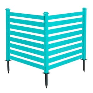 38''W x 46''H Aruba Blue Outdoor No Dig Fence Poly Plastic Picket Fence Panel Decorative Garden Privacy Fence(2-Pack)