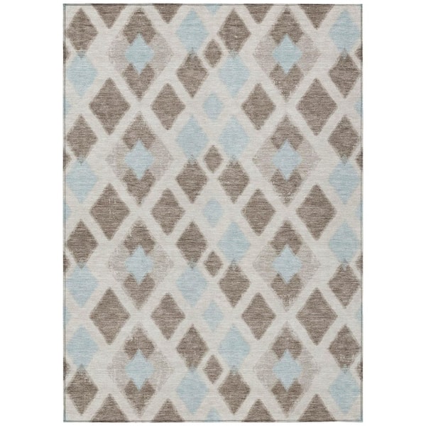 Chantille Machine Washable Indoor/Outdoor Abstract ACN3021 Mocha 10 ft. x 14 ft. Area Rug