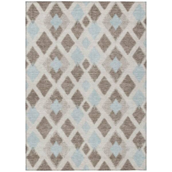 Chantille Machine Washable Indoor/Outdoor Abstract ACN3021 Mocha 9 ft. x 12 ft. Area Rug