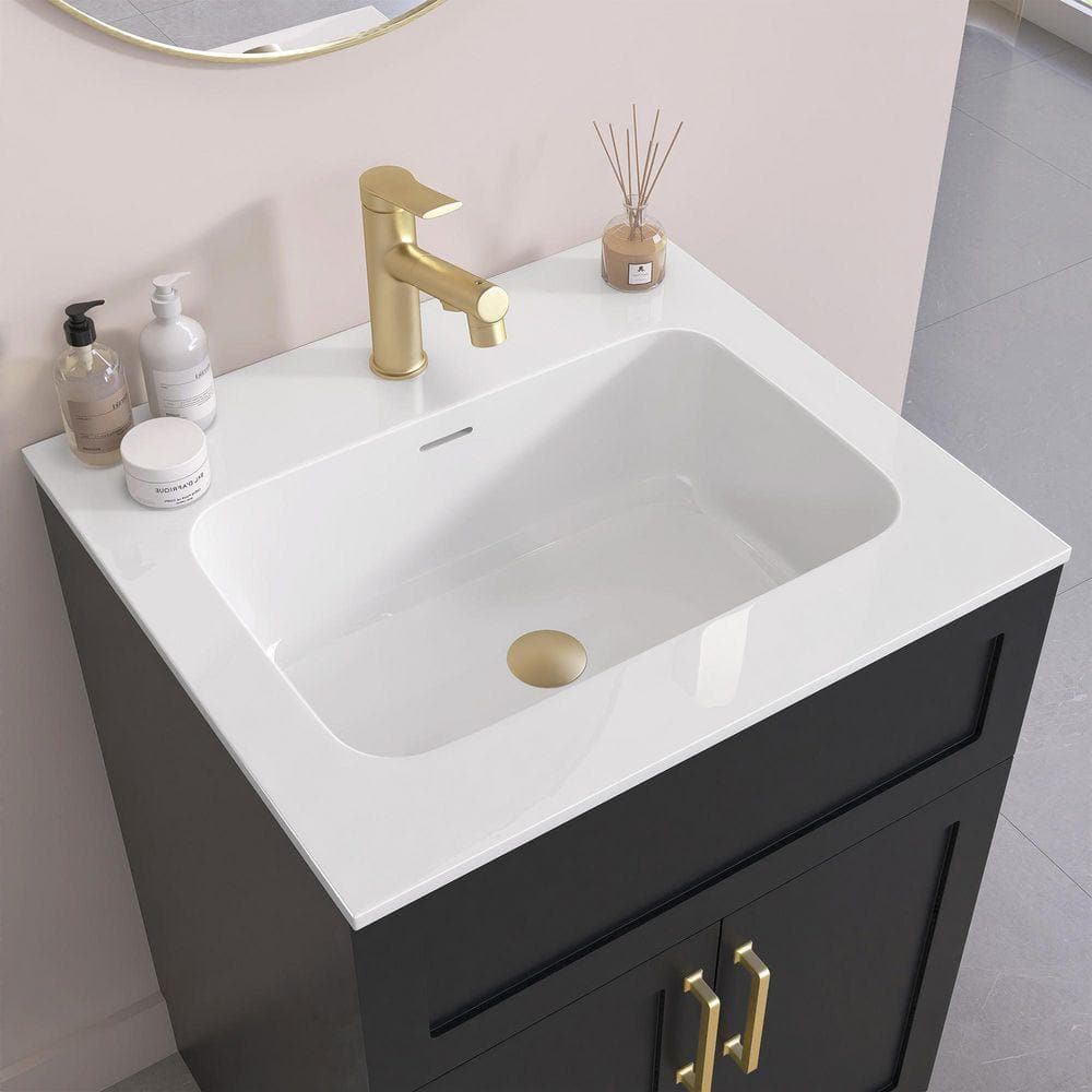 NTQ 24 in. W. x 22 in. D Solid Surface Resin White Vanity Top