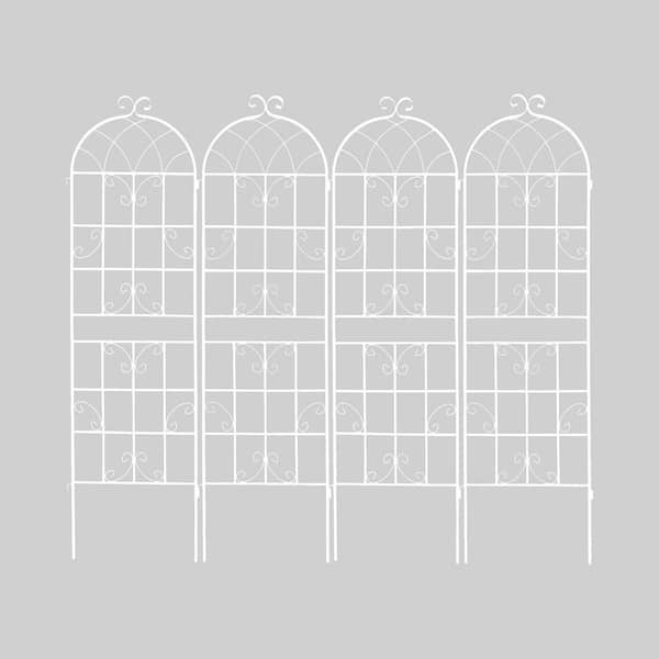 71 in. 4-Pack Metal Garden Trellis Rustproof Trellis for Climbing Plants Outdoor Flower Support, White