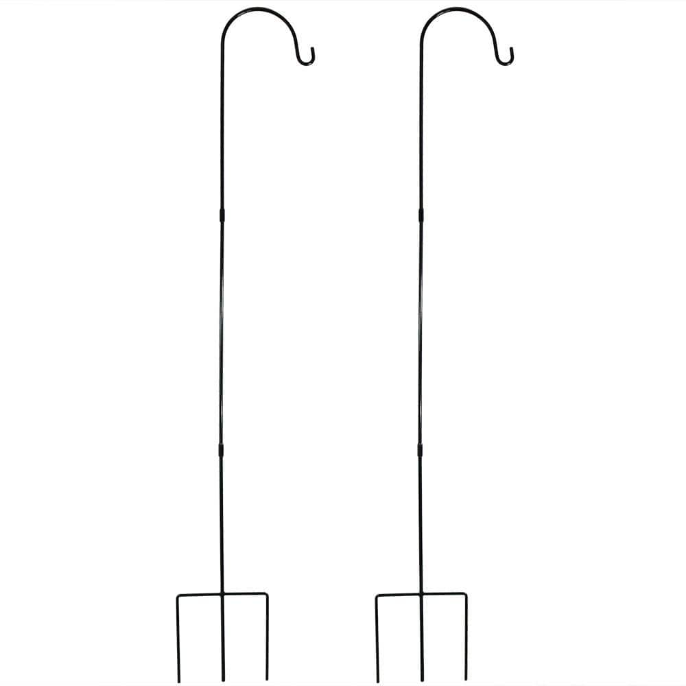 Sunnydaze Single Shepherd Hooks - Set of 2 - 82 inch, Black