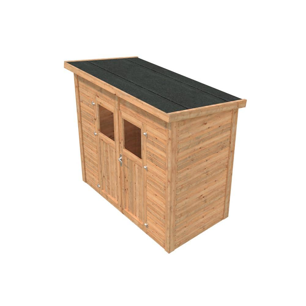 8 ft. x 4 ft. Light Brown Wooden Lean-To Storage Shed with Double Doors and Windows