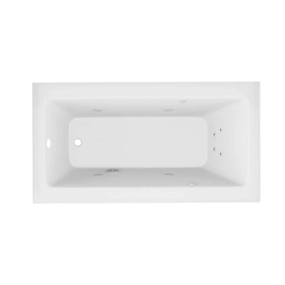 DTHDX 60 in. x 32 in. Rectangular Whirlpool Bathtub with Left Drain in White with Maintenance Heater, Pump price history on PriceWatchPro